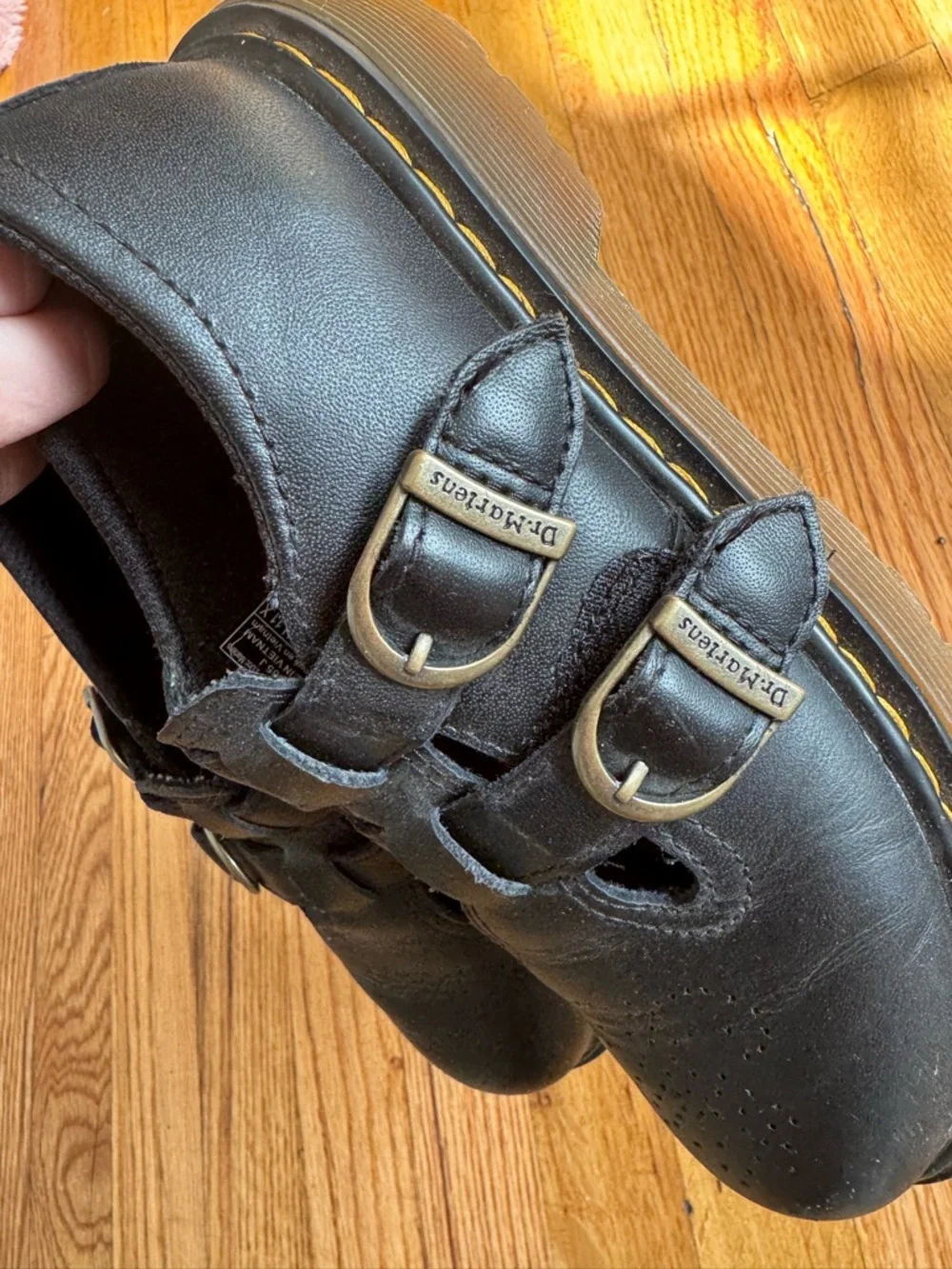 Dr. Martens Kids Black Double-Buckle Leather Shoe